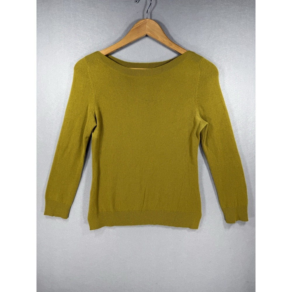Ann Taylor Green Womens Boat Neck Wool Sweater Sz S Cashmere Knit Preppy Classic